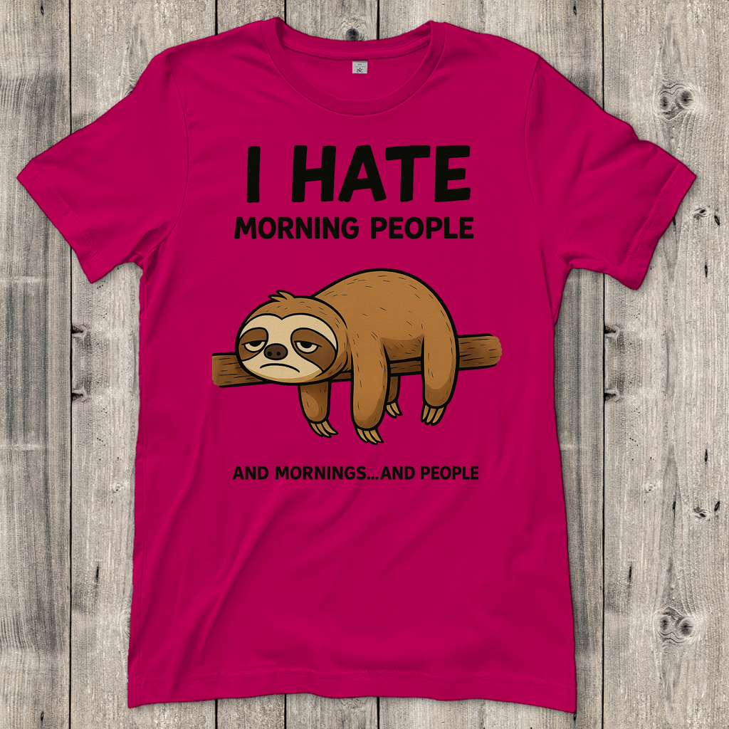 Damen T-Shirt Faultier Hate Morning People