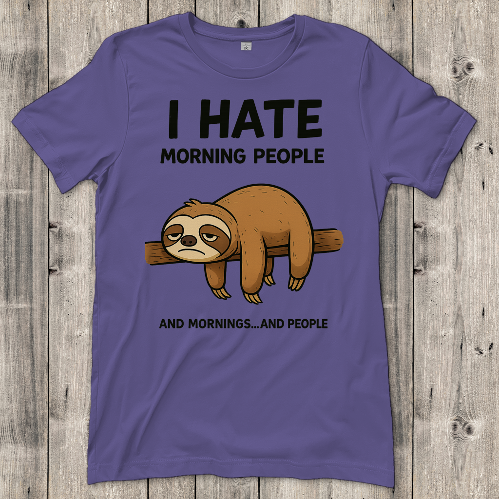 Damen T-Shirt Faultier Hate Morning People