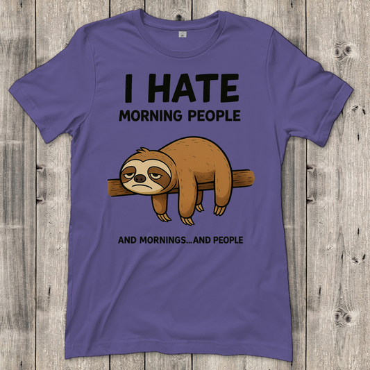 Damen T-Shirt Faultier Hate Morning People