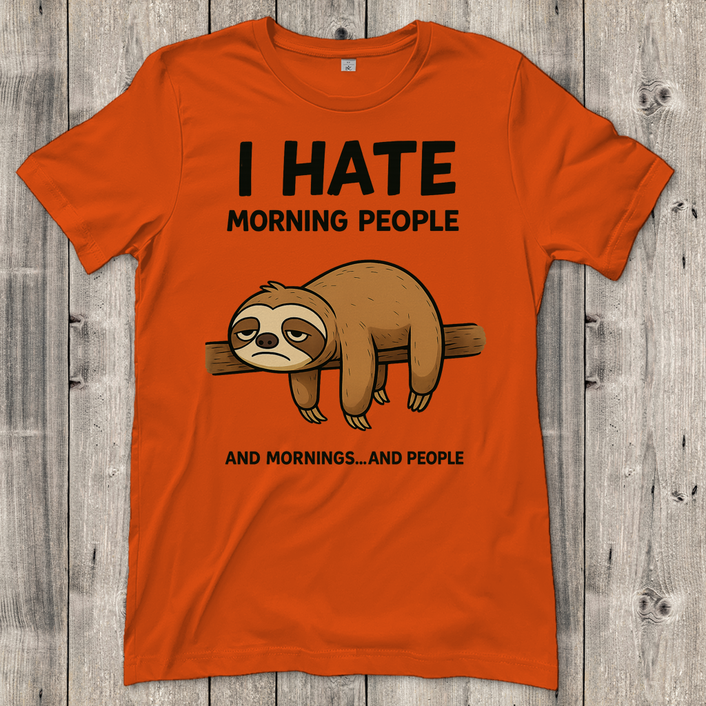 Damen T-Shirt Faultier Hate Morning People