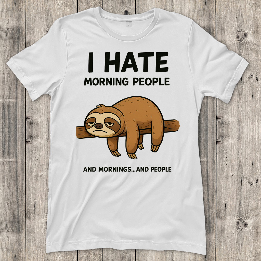 Damen T-Shirt Faultier Hate Morning People