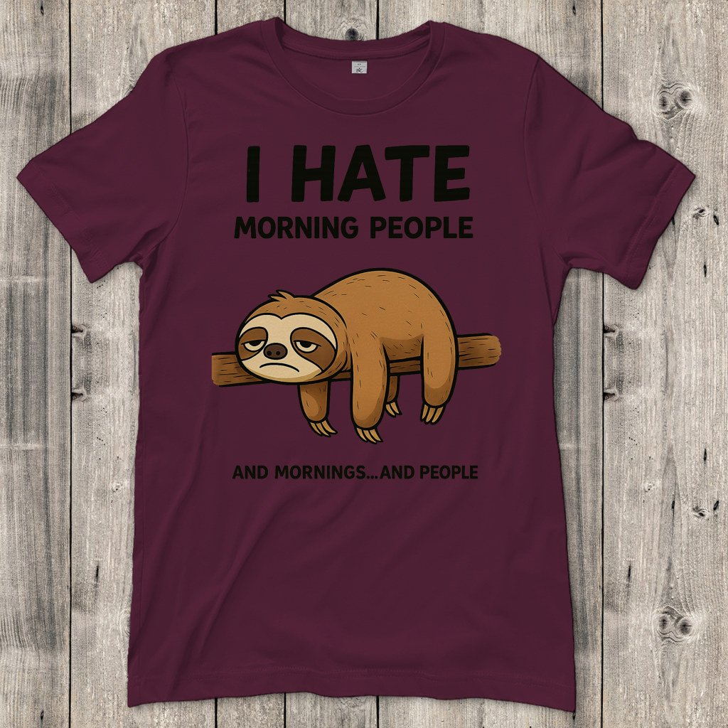 Damen T-Shirt Faultier Hate Morning People
