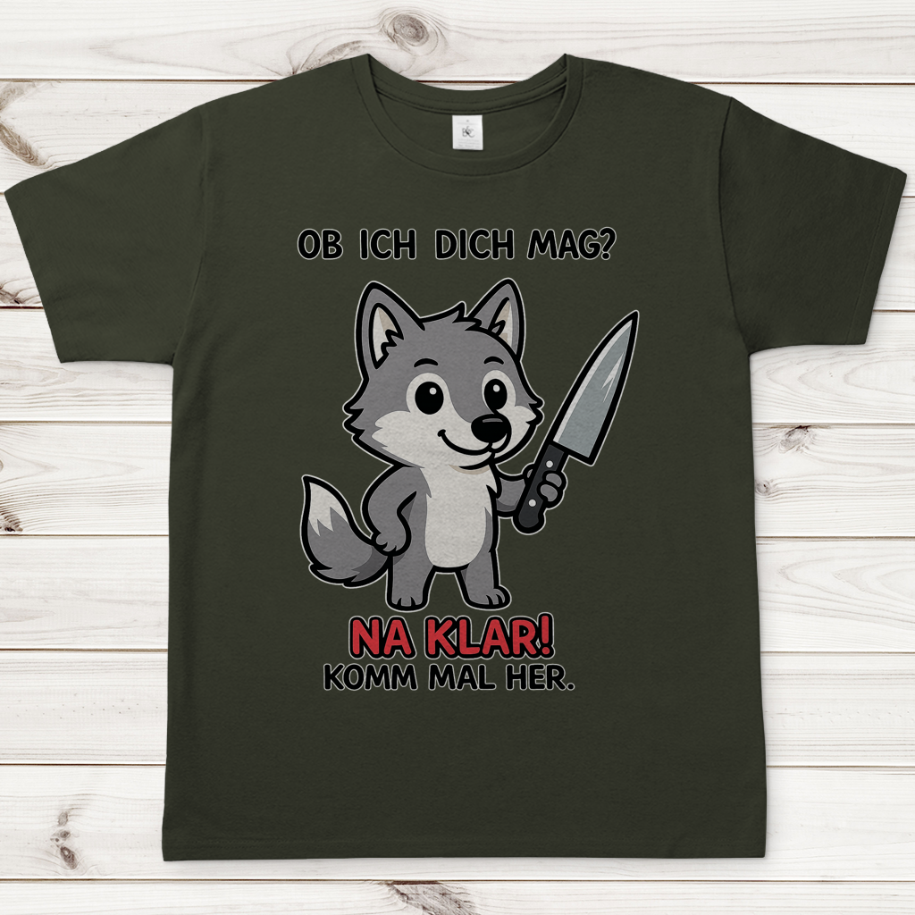 Herren T-Shirt Wolf mit Spruch Na Klar