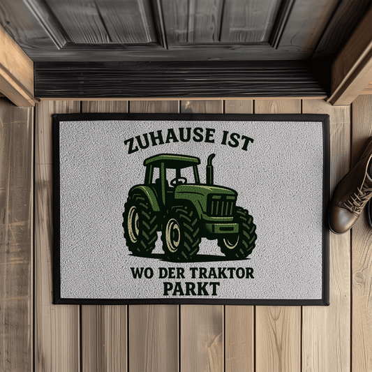 Fußmatte mit Gummirand Dorf Zuhause ist wo der Traktor parkt