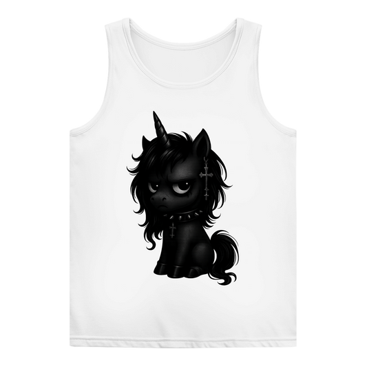 Damen Basic Tank Top Einhorn schwarz mit Stachelhalsband