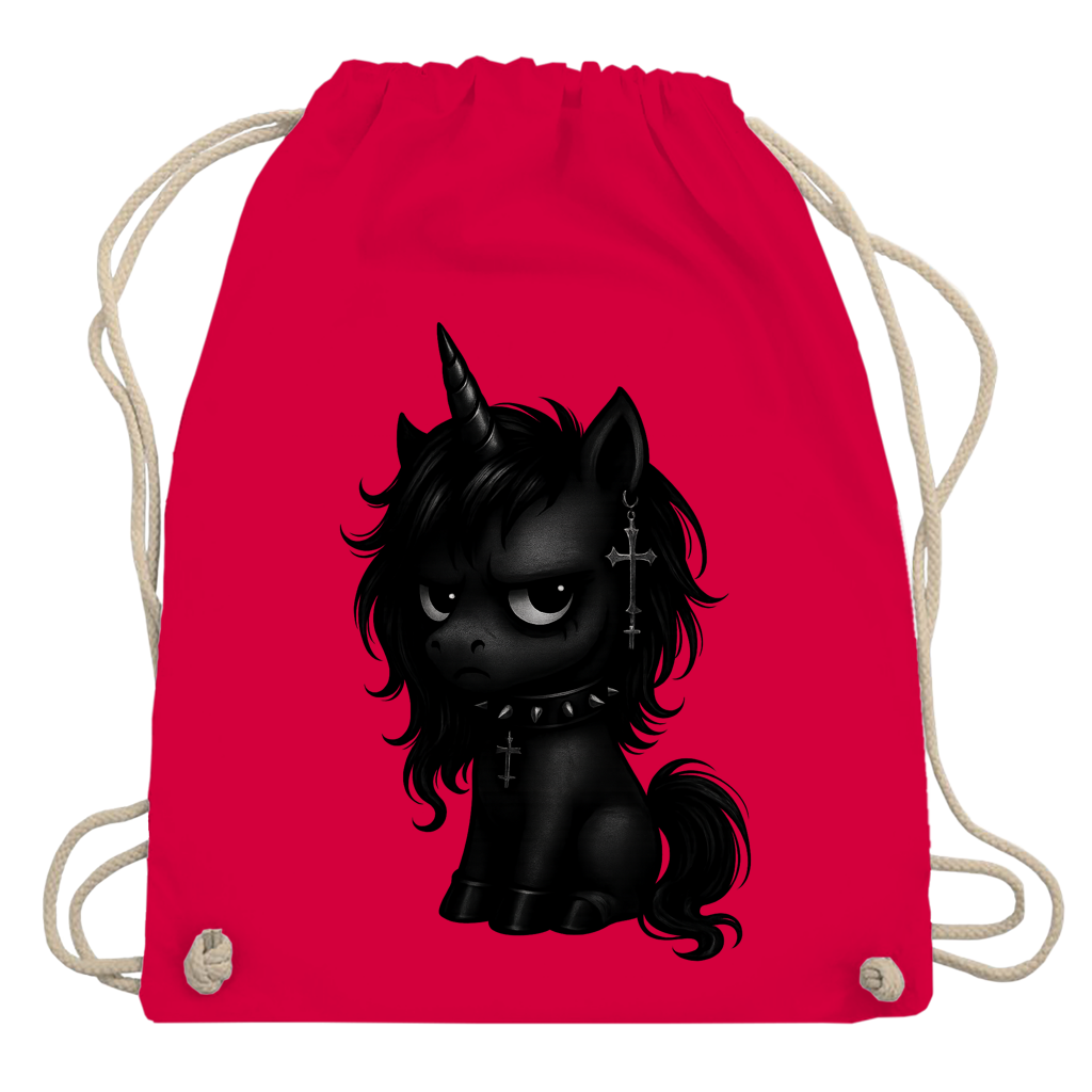 Turnbeutel Einhorn schwarz mit Stachelhalsband