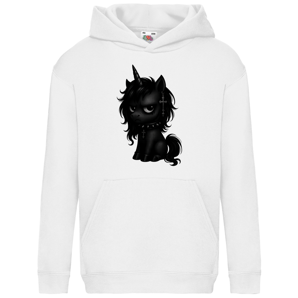Kids Basic Hoodie Einhorn schwarz mit Stachelhalsband