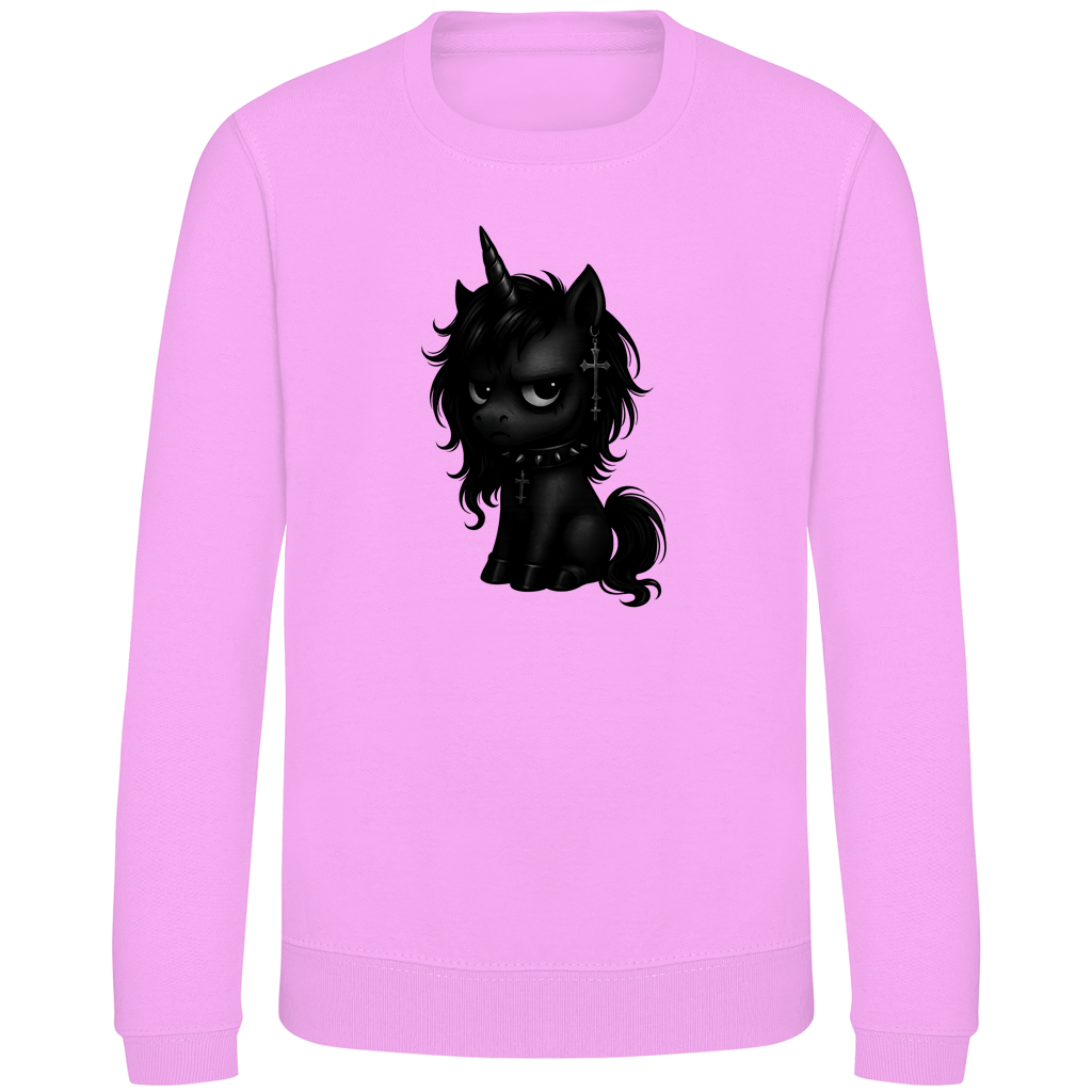 Kinder Sweatshirt Einhorn schwarz mit Stachelhalsband