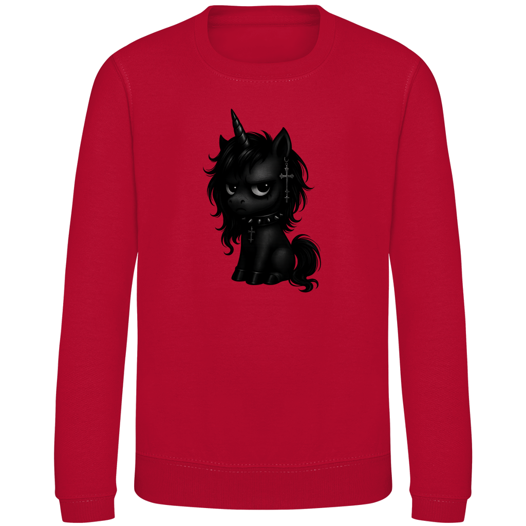 Kinder Sweatshirt Einhorn schwarz mit Stachelhalsband