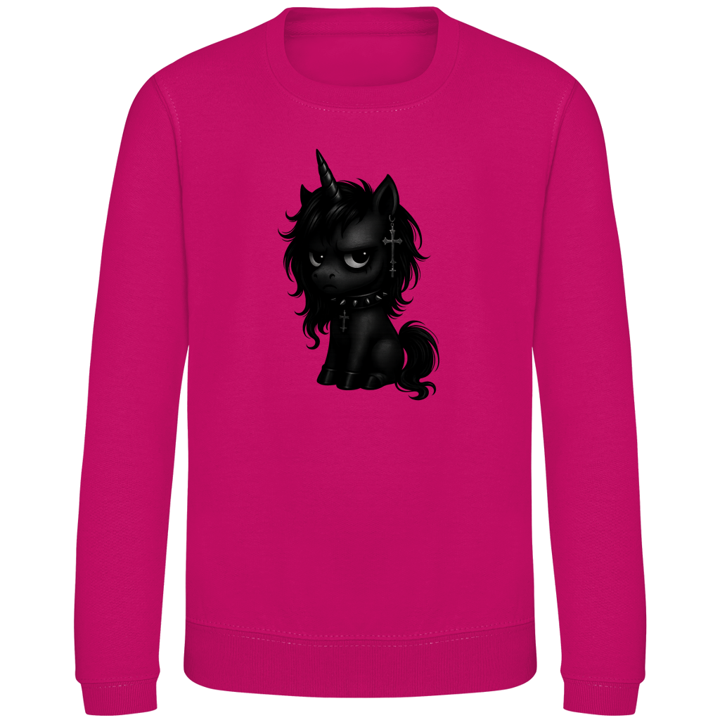 Kinder Sweatshirt Einhorn schwarz mit Stachelhalsband