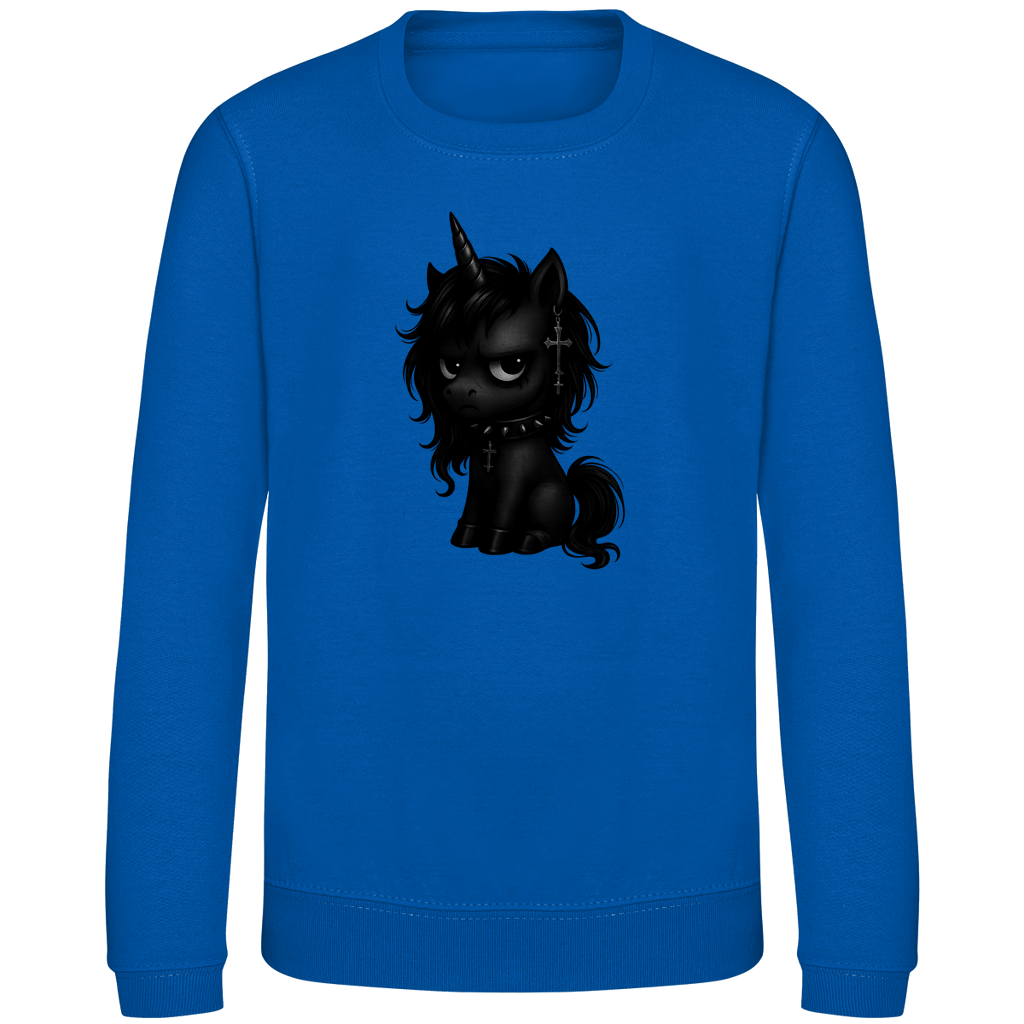 Kinder Sweatshirt Einhorn schwarz mit Stachelhalsband