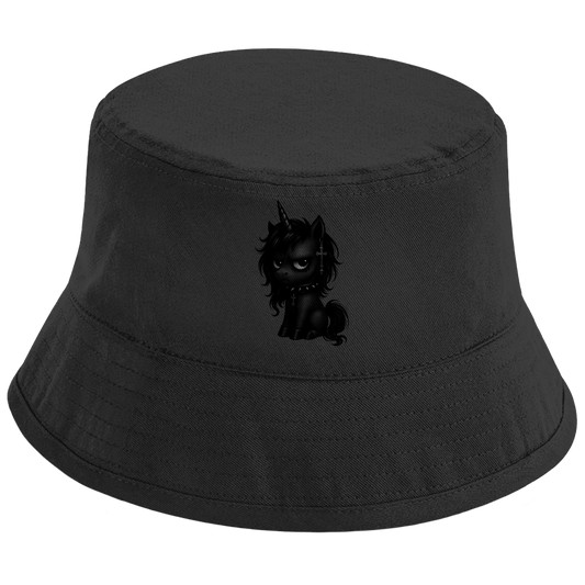Bucket Hat Einhorn schwarz mit Stachelhalsband