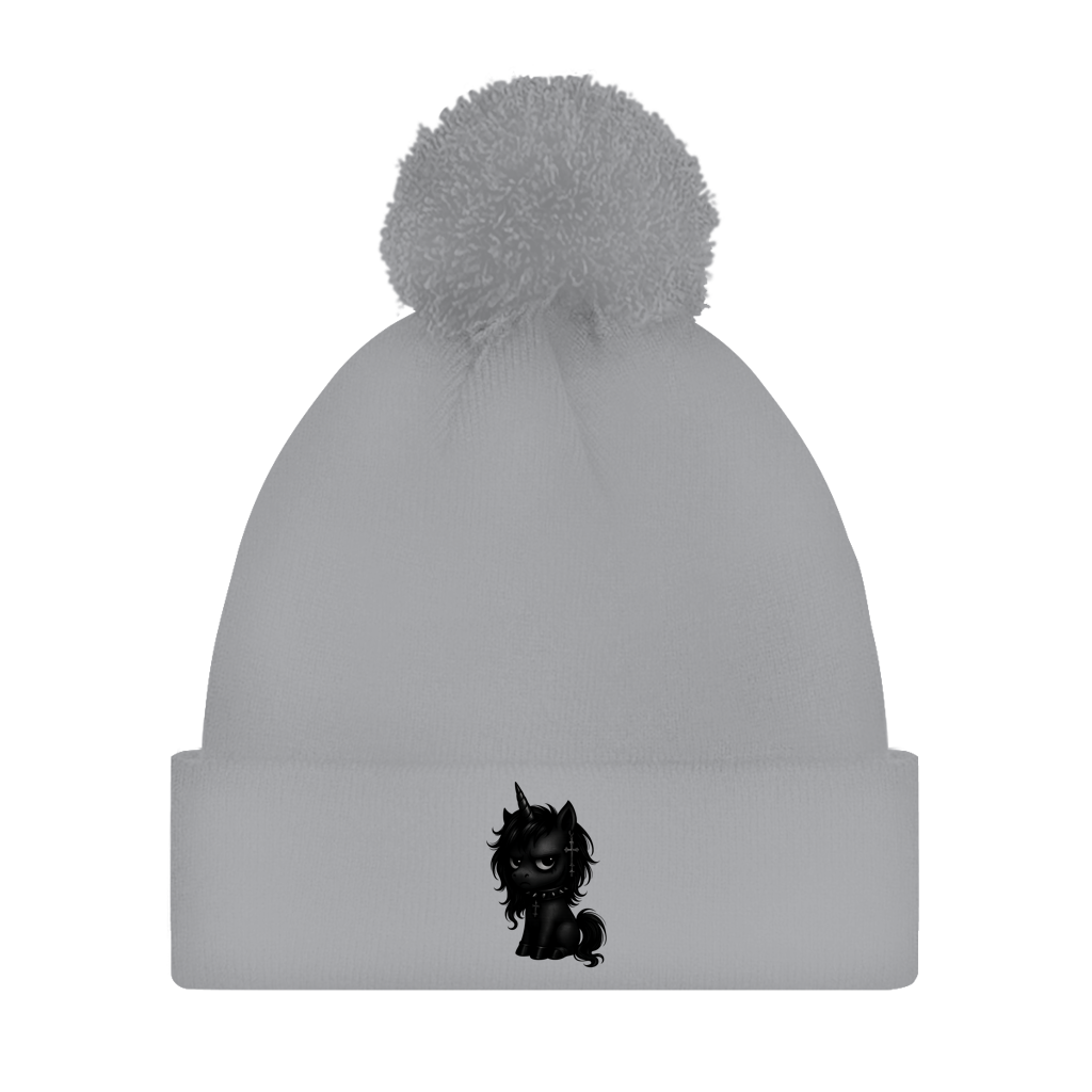 Bommelmütze Einhorn schwarz mit Stachelhalsband