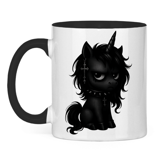 Tasse zweifarbig Einhorn schwarz mit Stachelhalsband