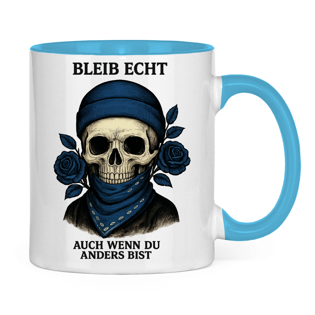 Tasse zweifarbig Skelett Teenager auch wenn du anders bist