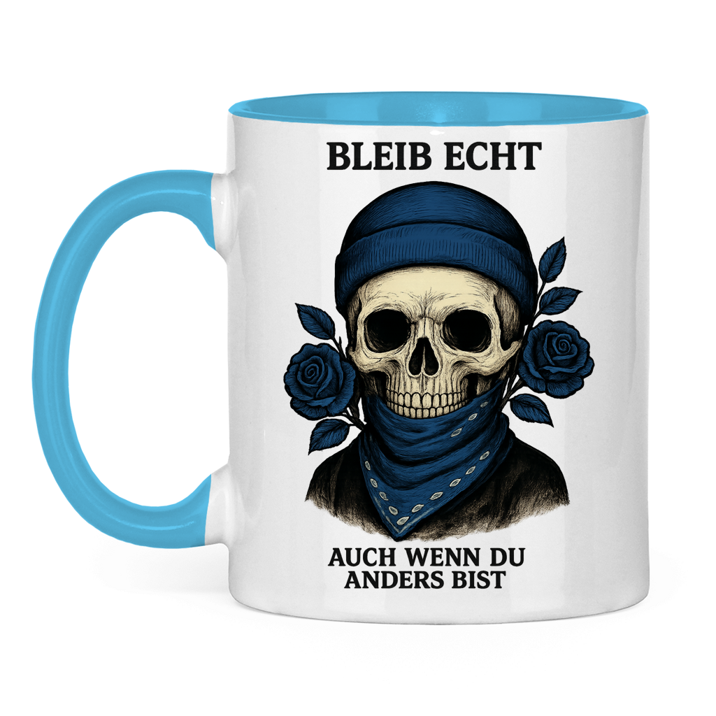 Tasse zweifarbig Skelett Teenager auch wenn du anders bist