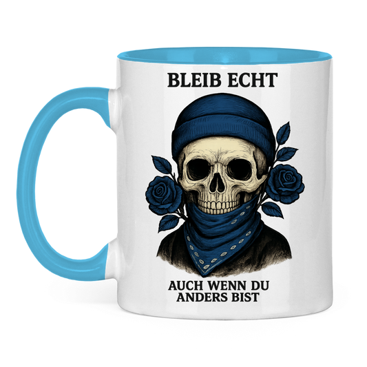 Tasse zweifarbig Skelett Teenager auch wenn du anders bist