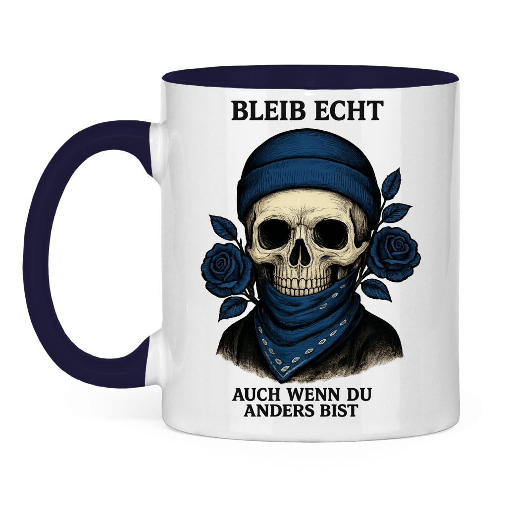 Tasse zweifarbig Skelett Teenager auch wenn du anders bist