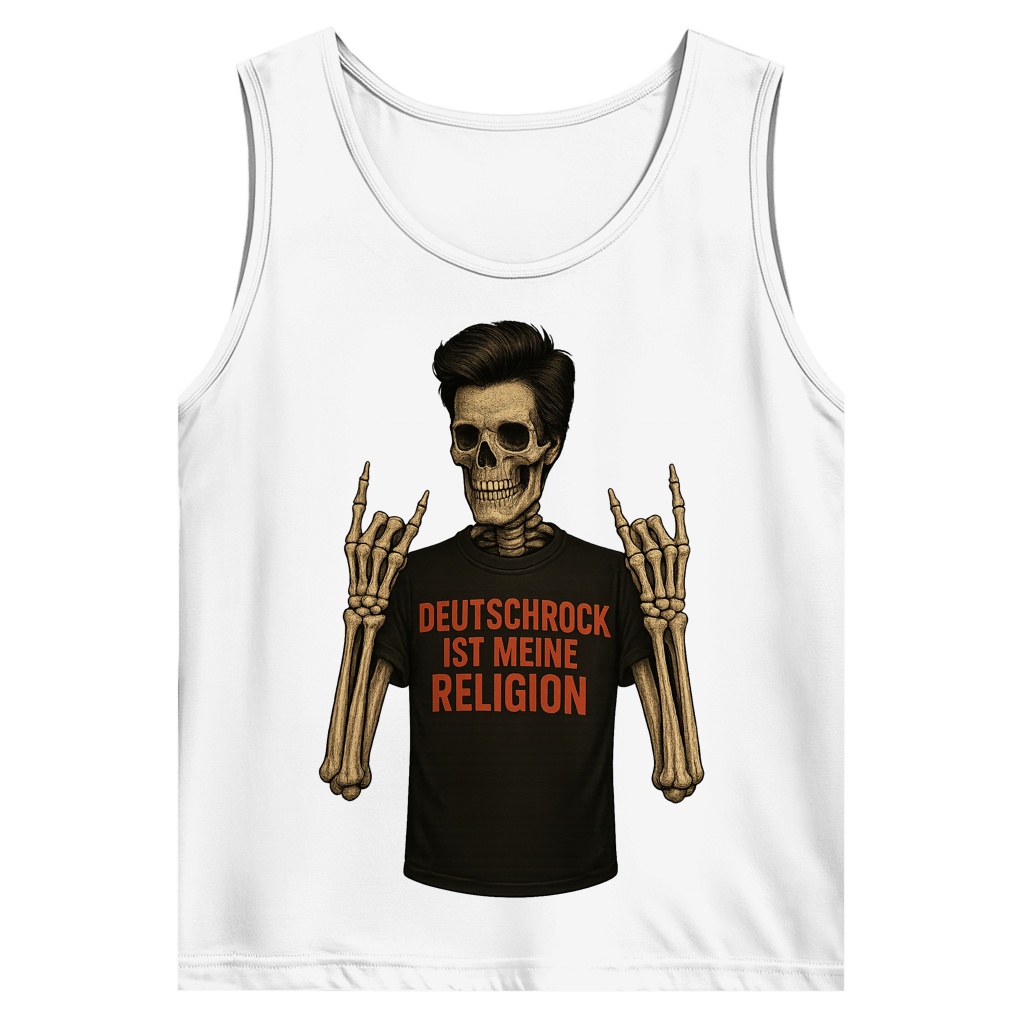 Herren Basic Tank Top Skelett Mann Deutschrock ist meine Religion