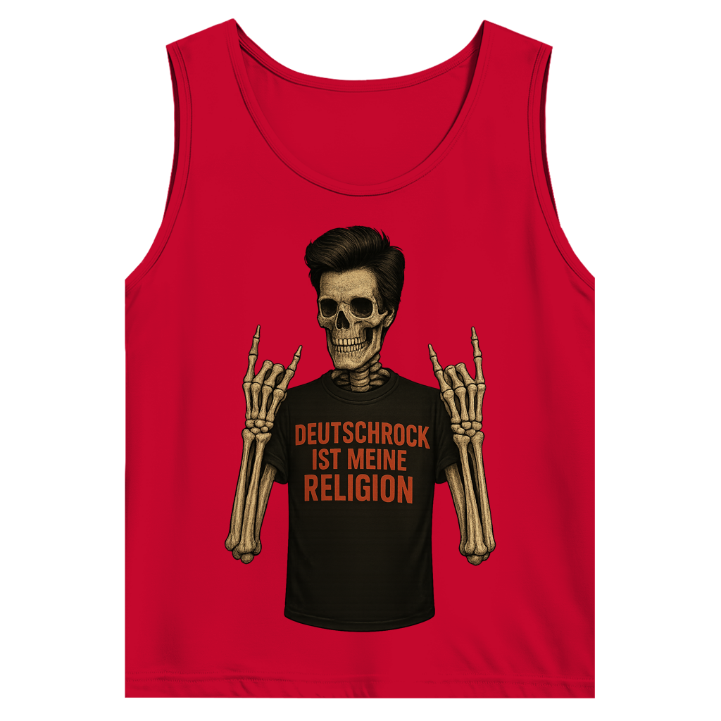 Herren Basic Tank Top Skelett Mann Deutschrock ist meine Religion