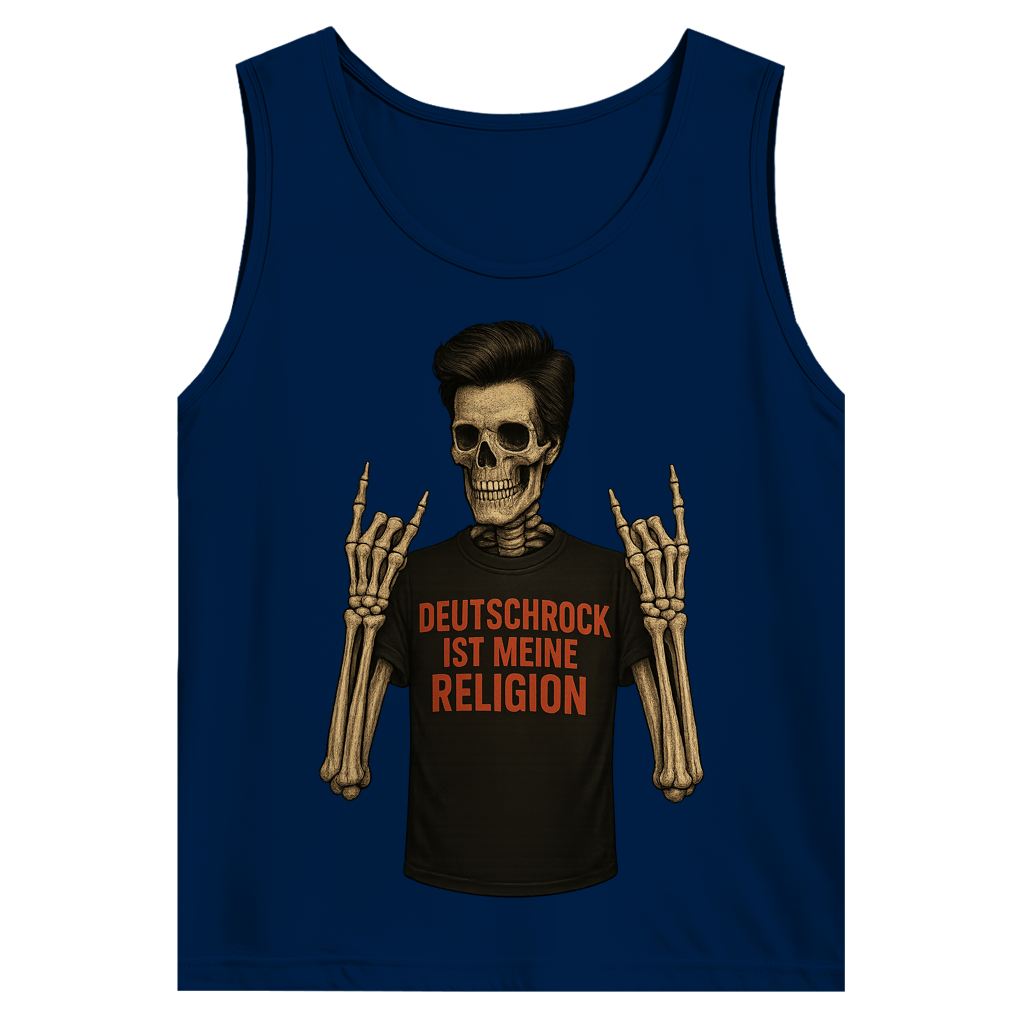 Herren Basic Tank Top Skelett Mann Deutschrock ist meine Religion