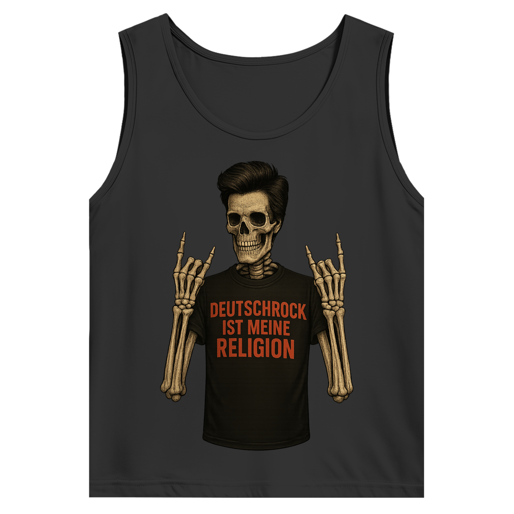 Herren Basic Tank Top Skelett Mann Deutschrock ist meine Religion