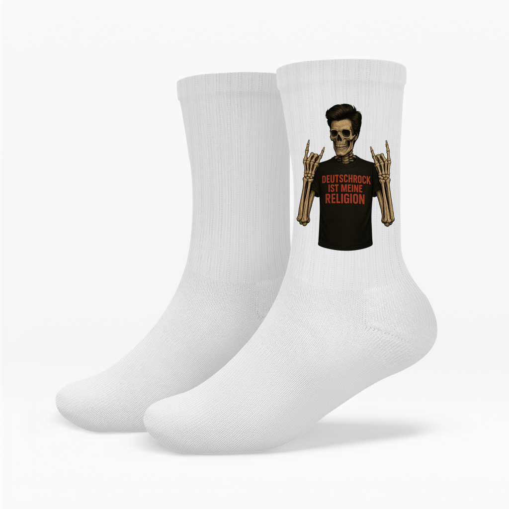 Socken Skelett Mann Deutschrock ist meine Religion