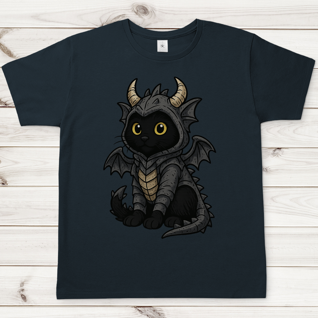 Herren T-Shirt Katze Drachenkostüm Comic