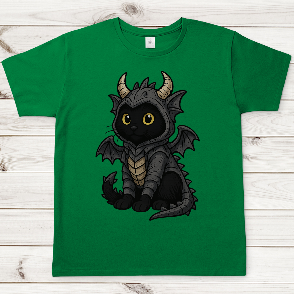 Herren T-Shirt Katze Drachenkostüm Comic