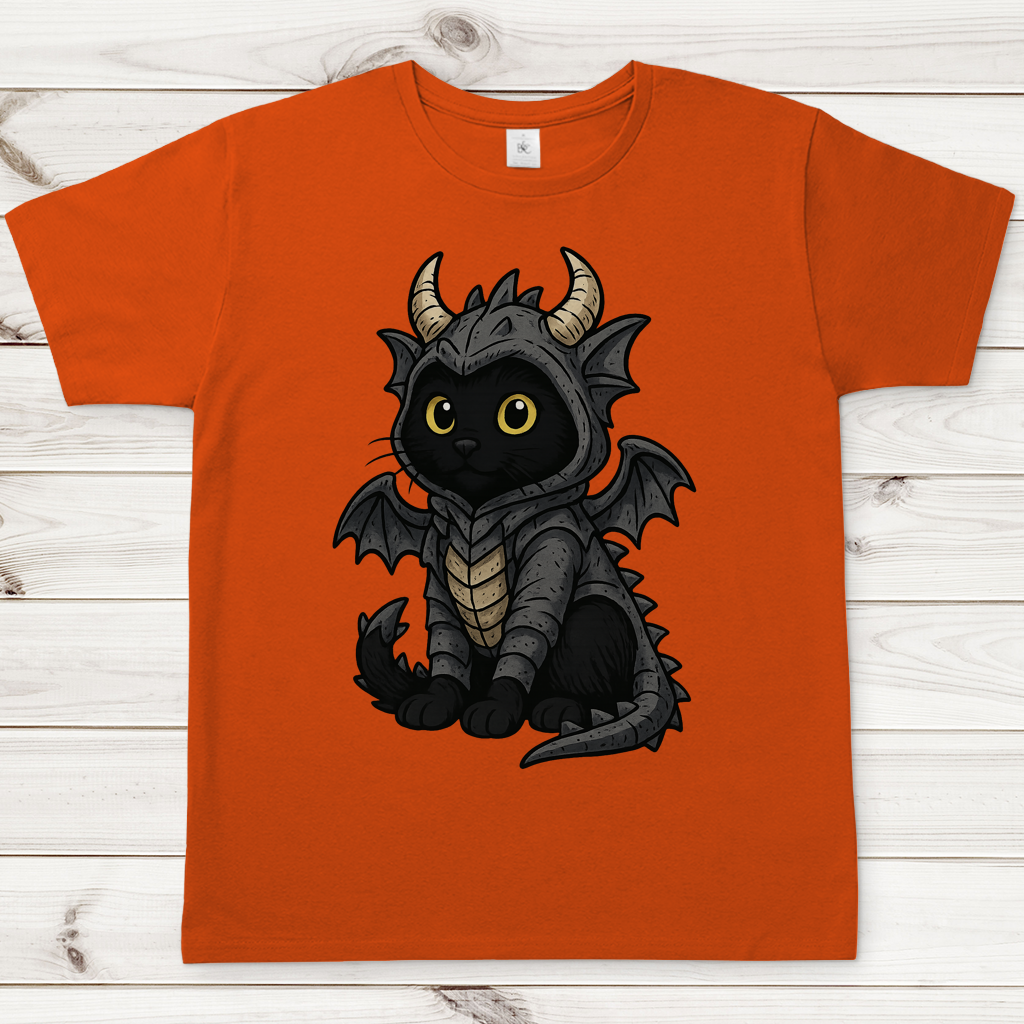 Herren T-Shirt Katze Drachenkostüm Comic