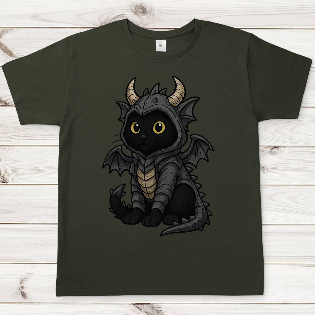 Herren T-Shirt Katze Drachenkostüm Comic