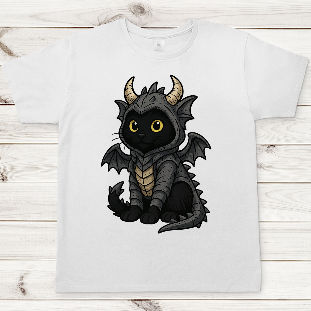 Herren T-Shirt Katze Drachenkostüm Comic