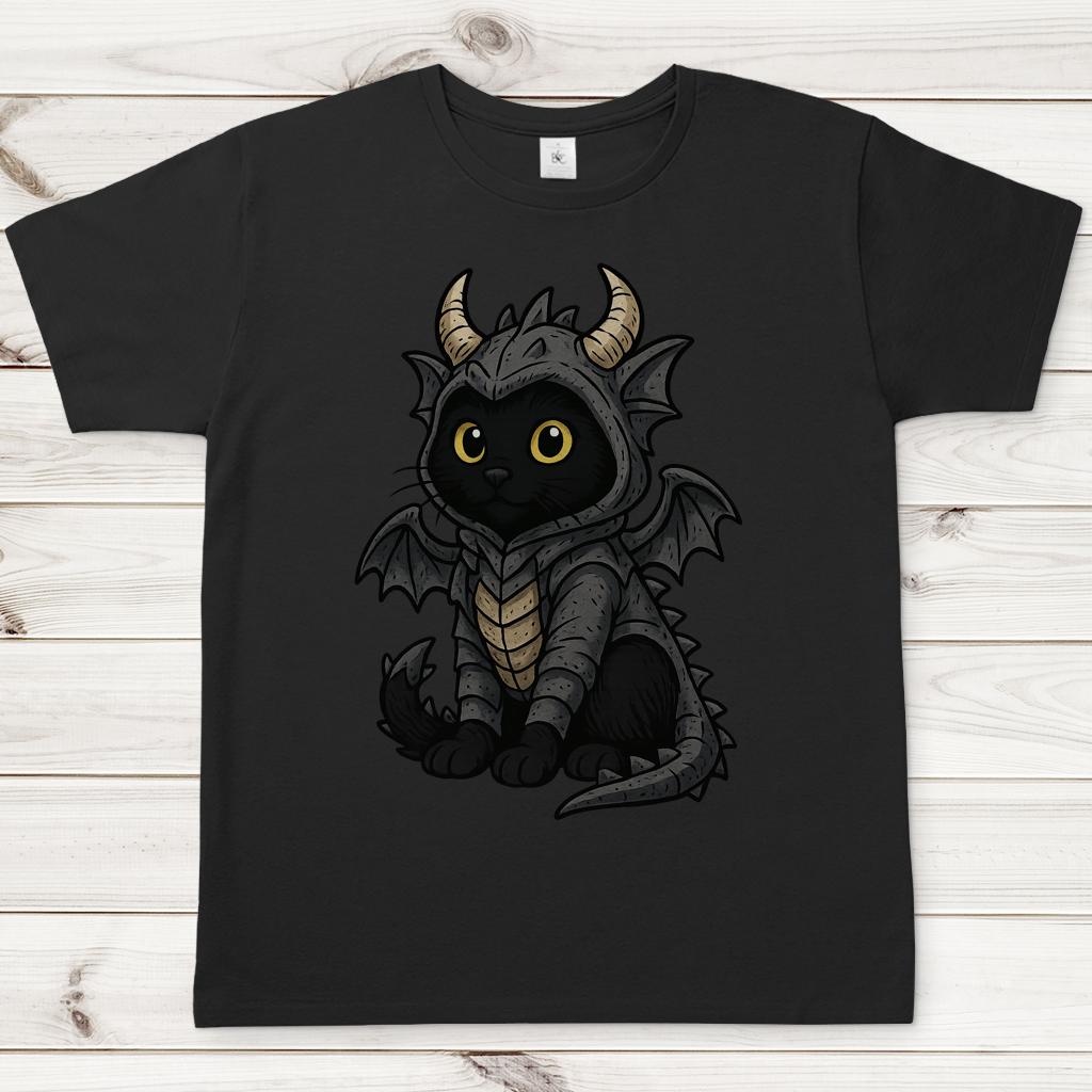 Herren T-Shirt Katze Drachenkostüm Comic