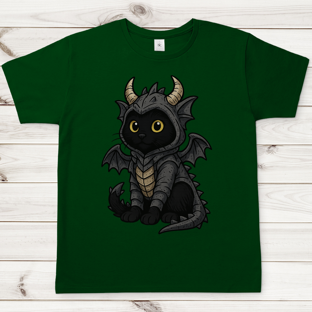 Herren T-Shirt Katze Drachenkostüm Comic