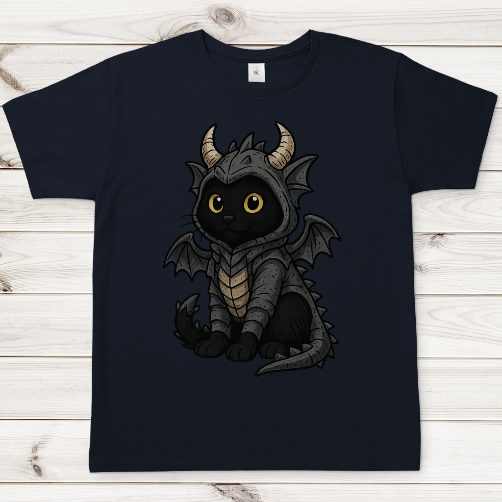 Herren T-Shirt Katze Drachenkostüm Comic