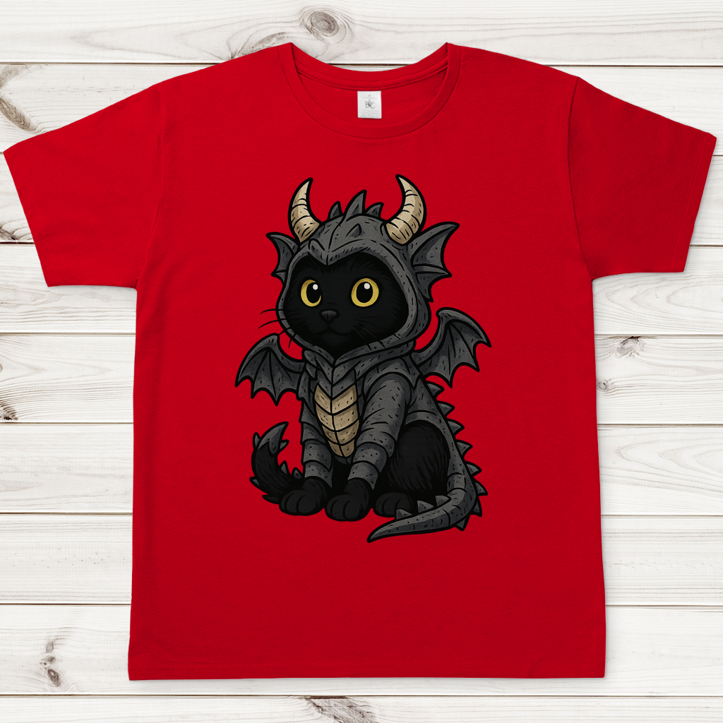 Herren T-Shirt Katze Drachenkostüm Comic