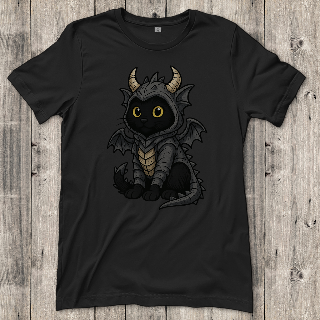 Damen T-Shirt Katze Drachenkostüm Comic