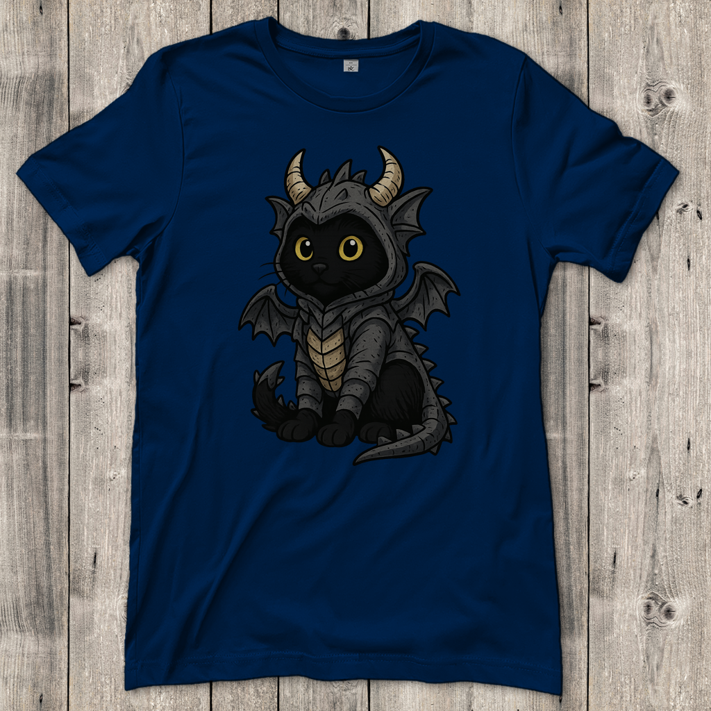 Damen T-Shirt Katze Drachenkostüm Comic