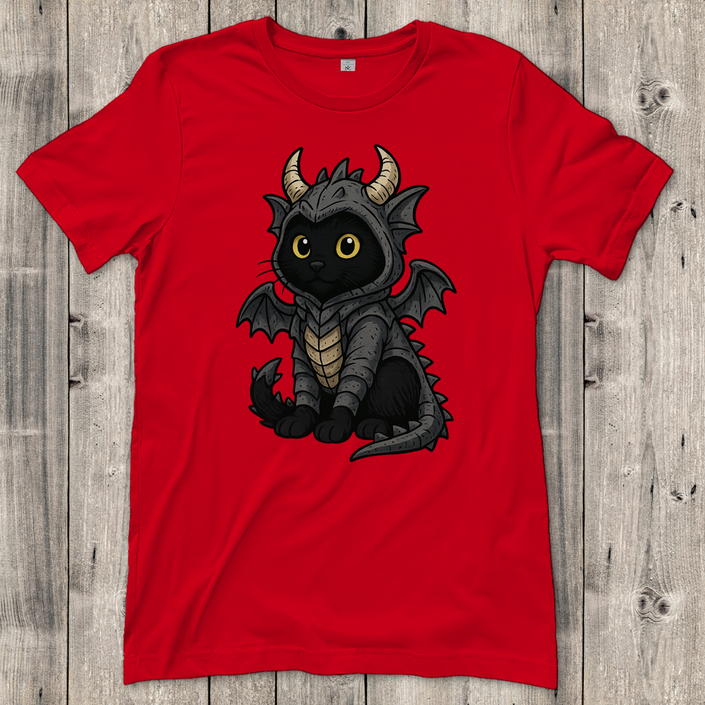 Damen T-Shirt Katze Drachenkostüm Comic