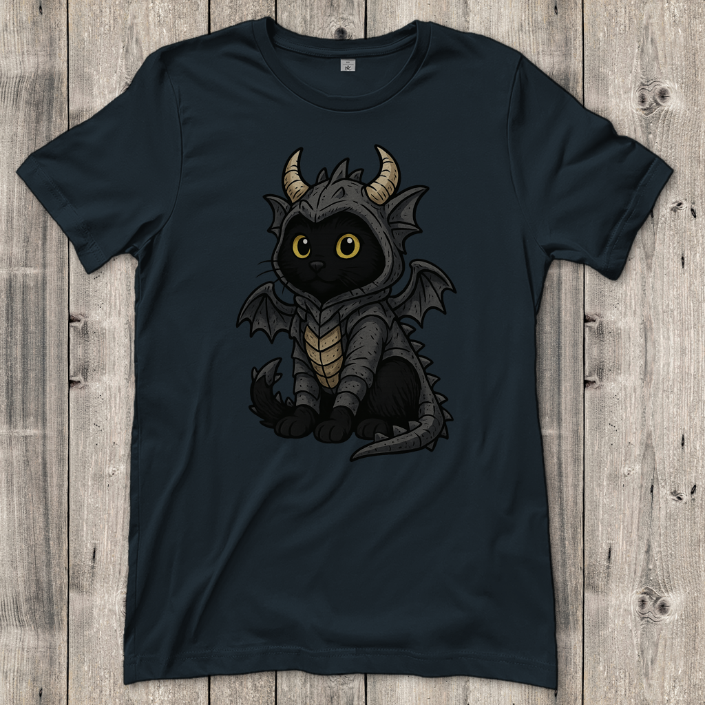 Damen T-Shirt Katze Drachenkostüm Comic
