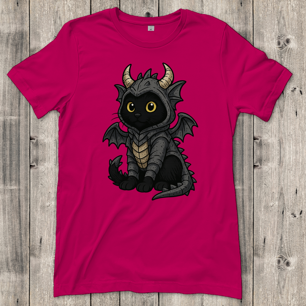 Damen T-Shirt Katze Drachenkostüm Comic
