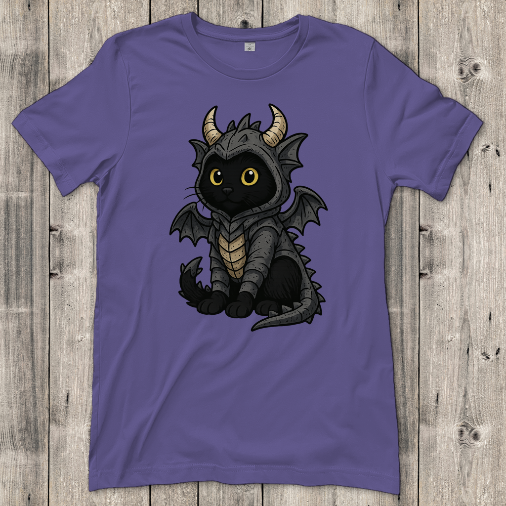Damen T-Shirt Katze Drachenkostüm Comic