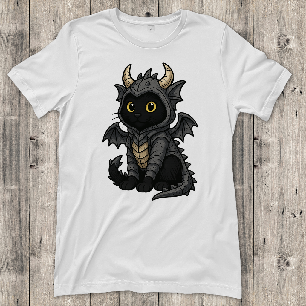 Damen T-Shirt Katze Drachenkostüm Comic