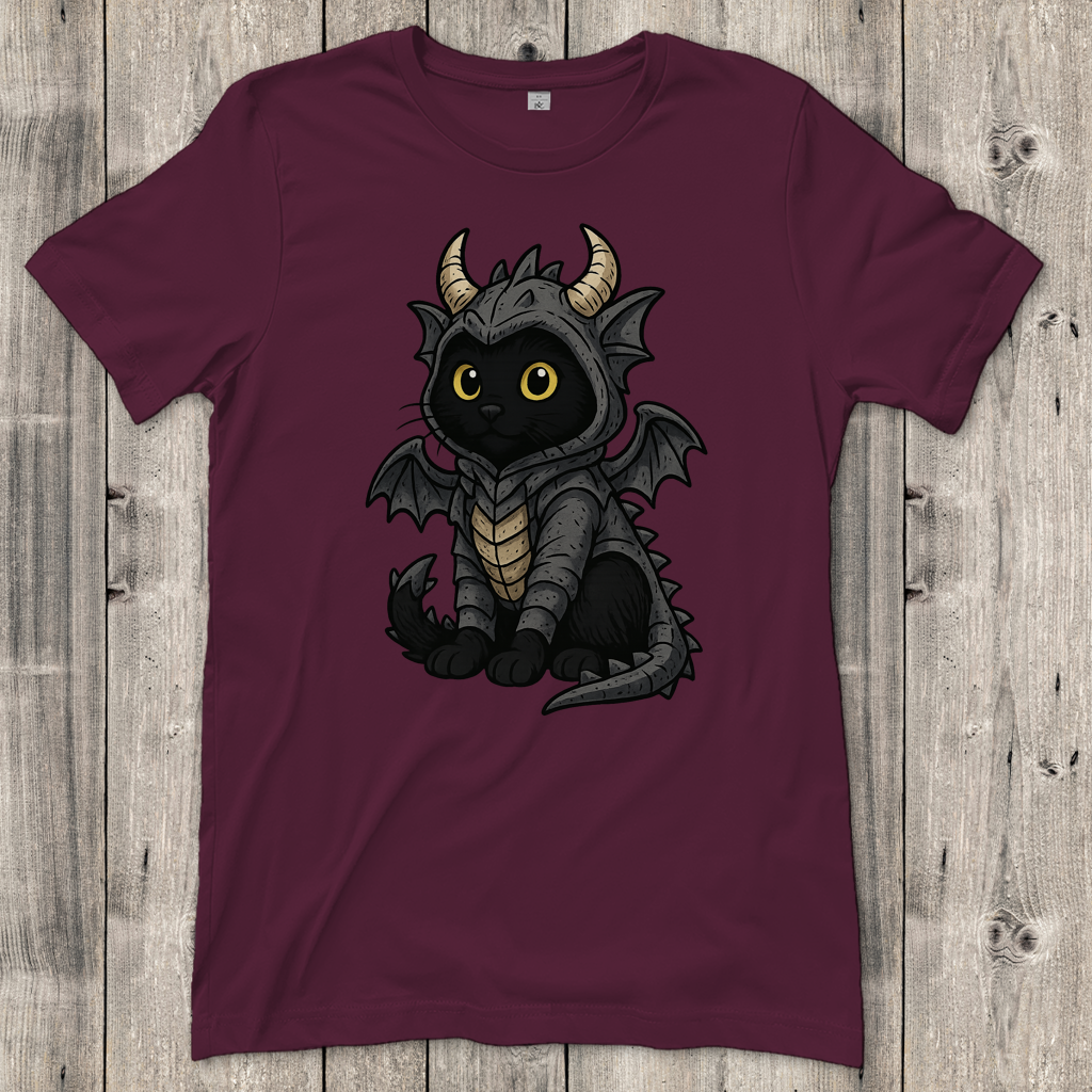 Damen T-Shirt Katze Drachenkostüm Comic