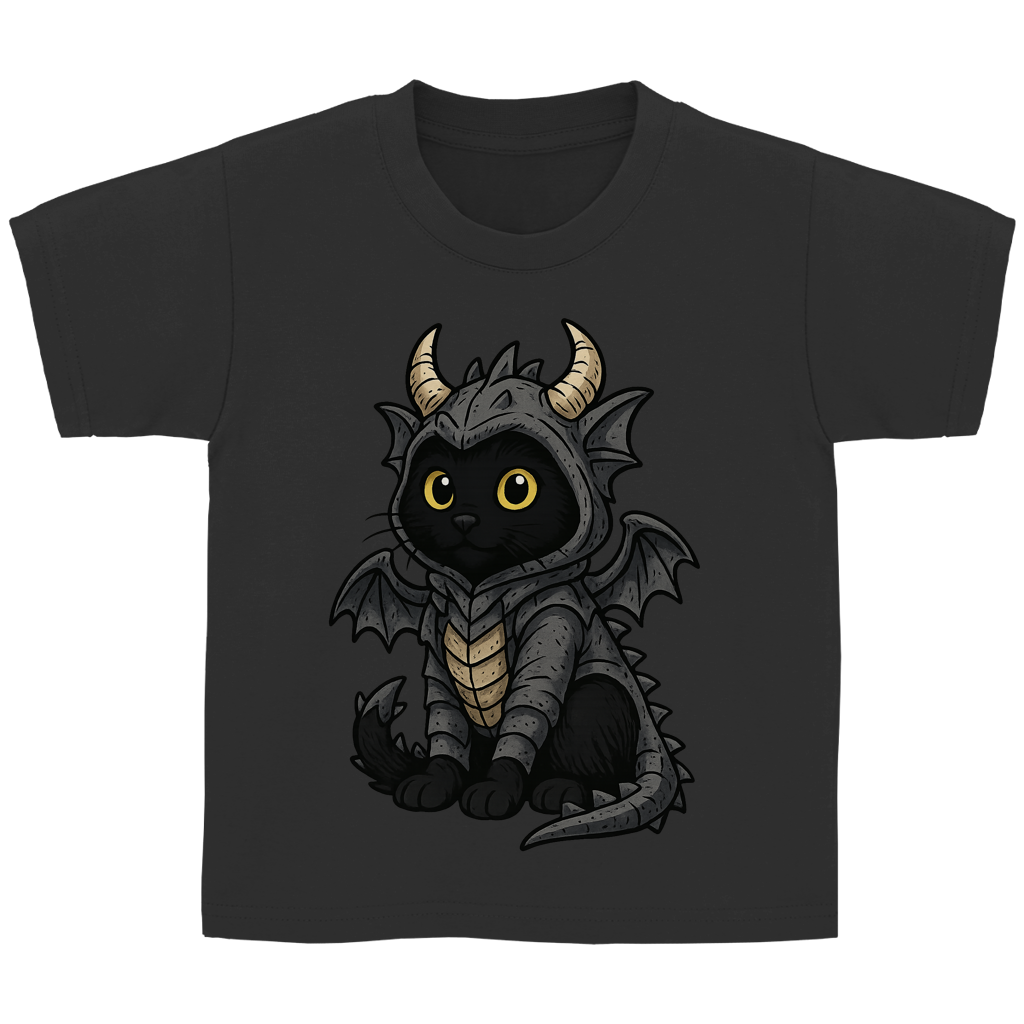 Kinder Basic T-Shirt Katze Drachenkostüm Comic