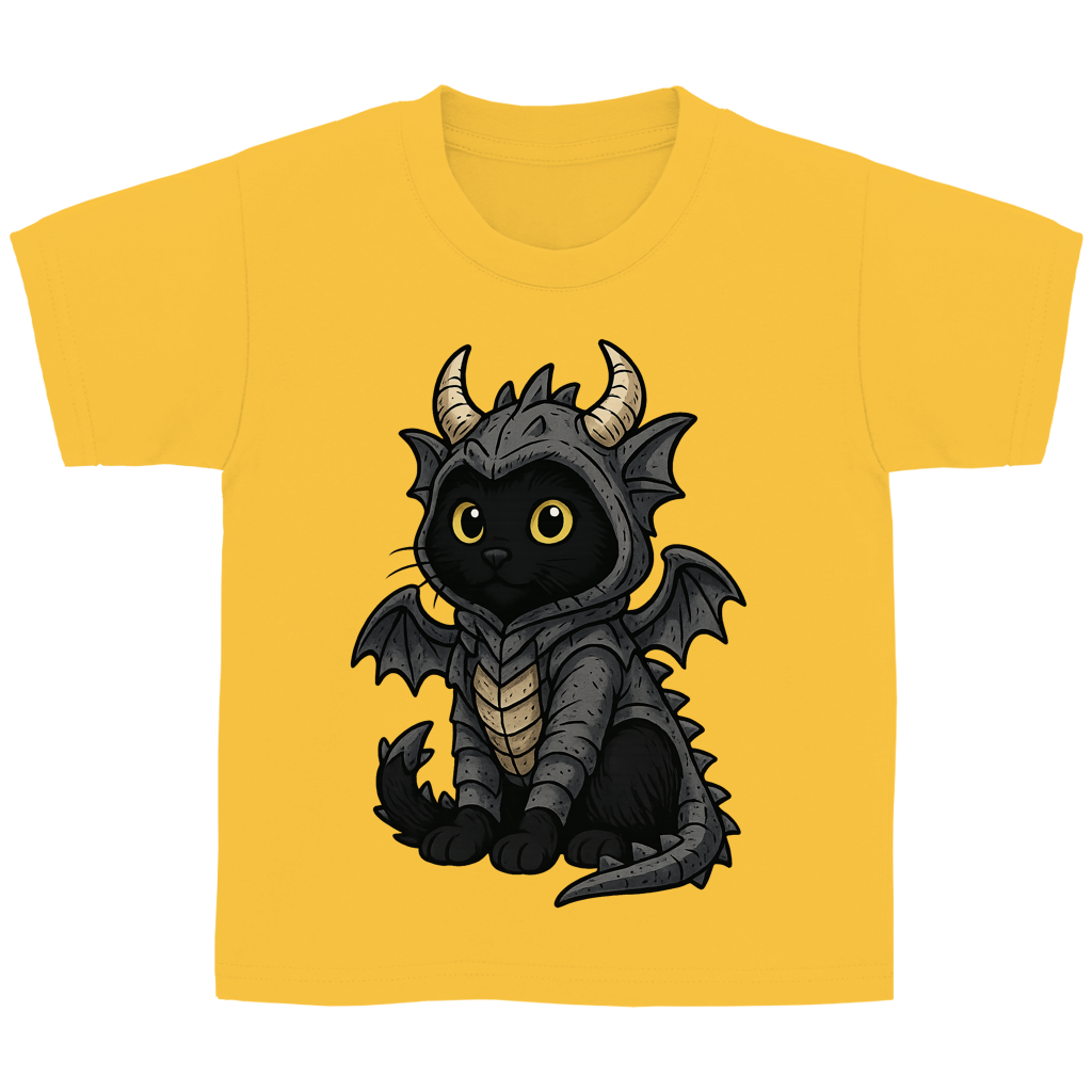 Kinder Basic T-Shirt Katze Drachenkostüm Comic