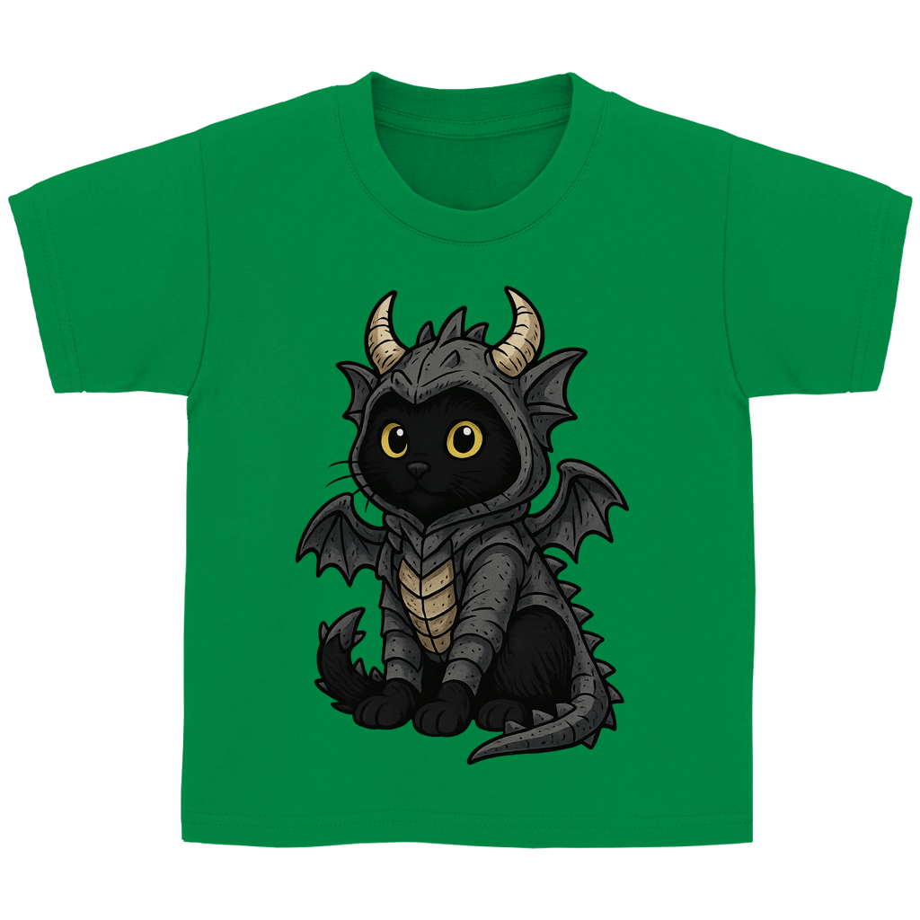 Kinder Basic T-Shirt Katze Drachenkostüm Comic