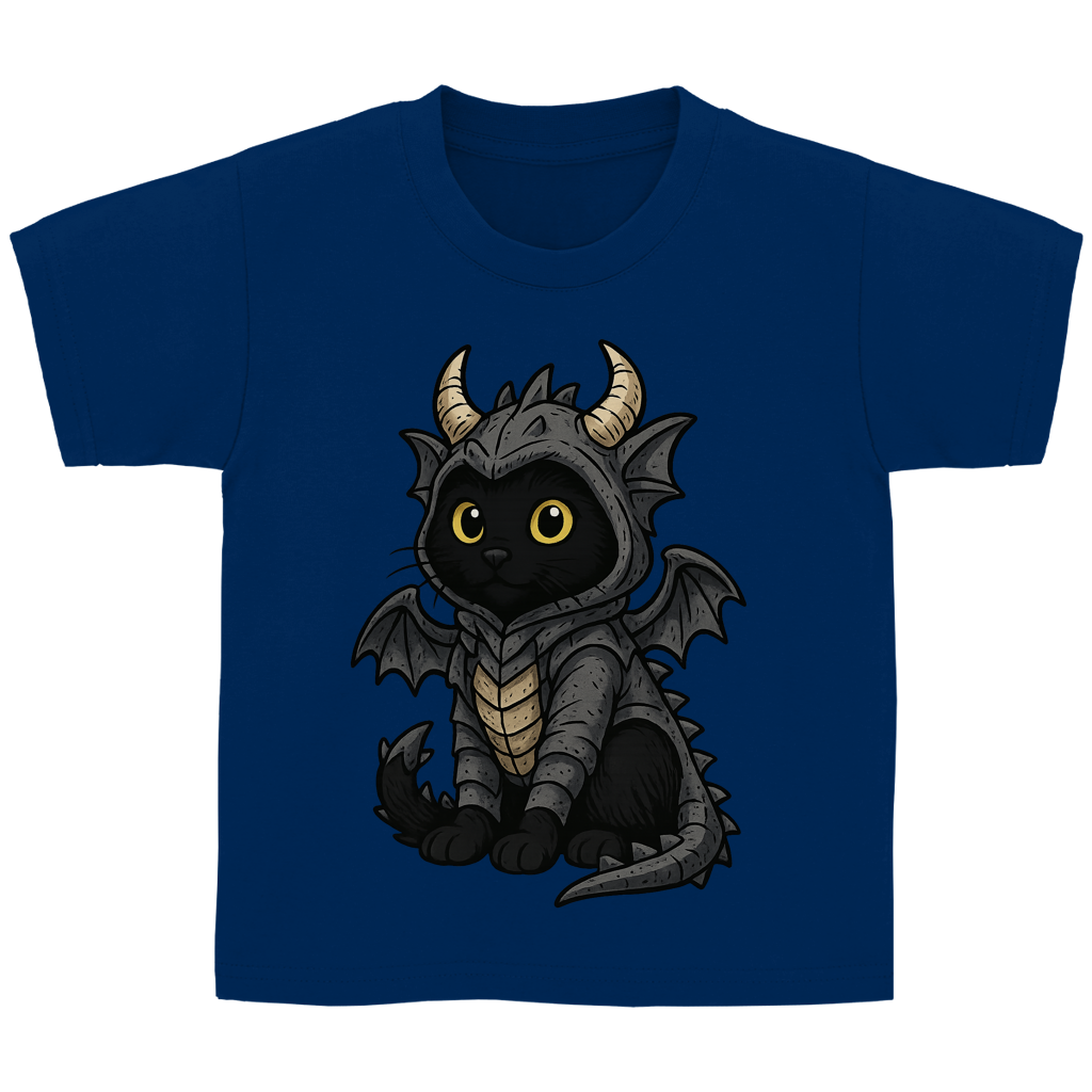 Kinder Basic T-Shirt Katze Drachenkostüm Comic