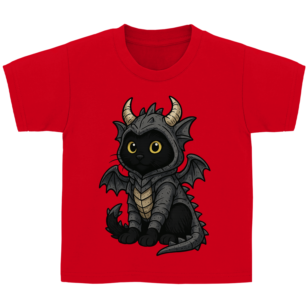 Kinder Basic T-Shirt Katze Drachenkostüm Comic