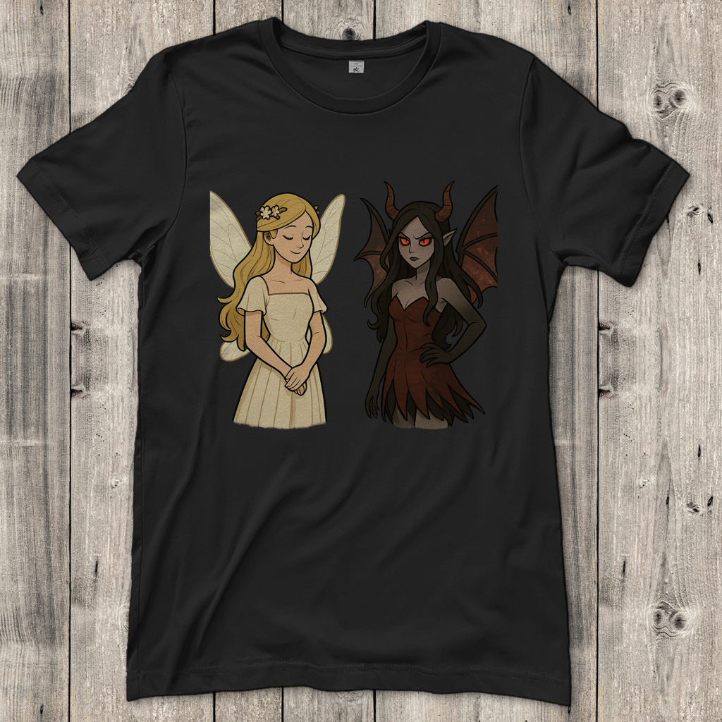Damen T-Shirt Fee Gut und Böse